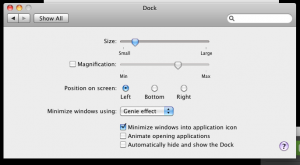 dock settings